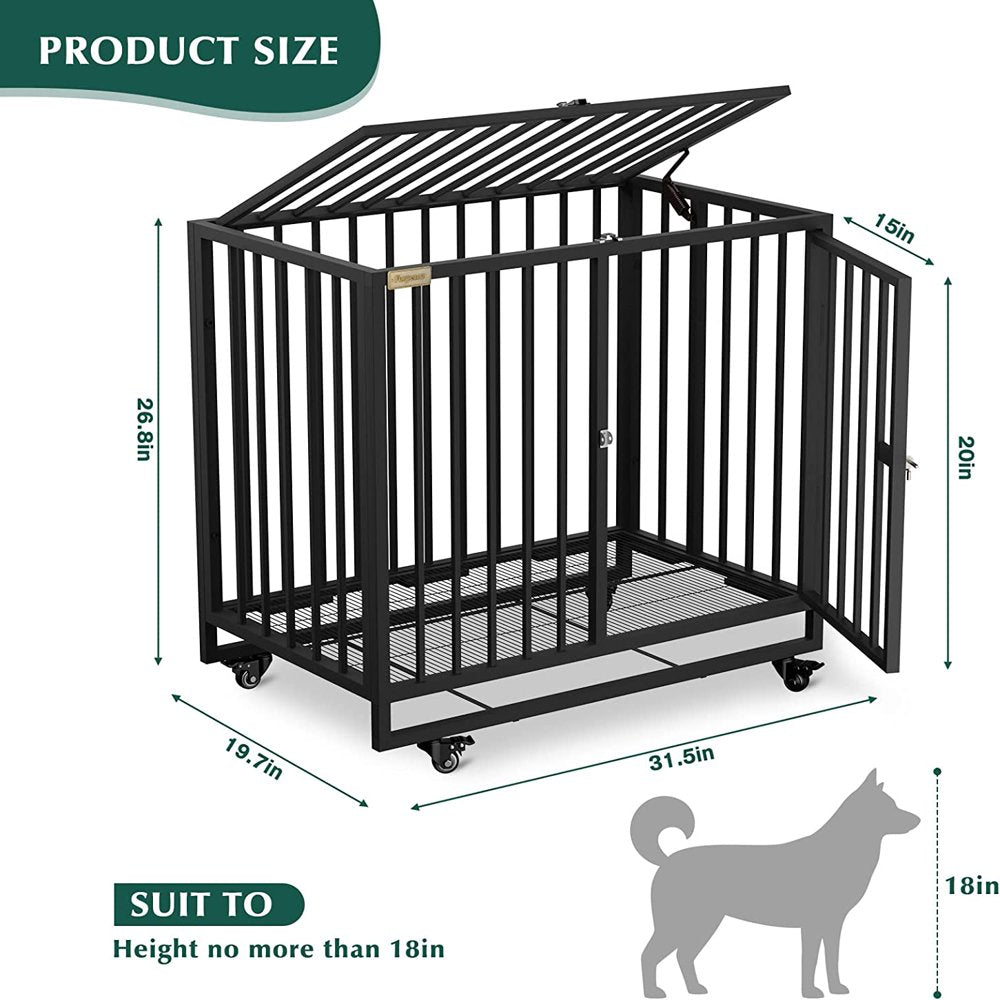 Furpezoo Dog Crate, Heavy Duty Strong Steel Dog Cage, Medium Dog Kennel with 4 Wheels