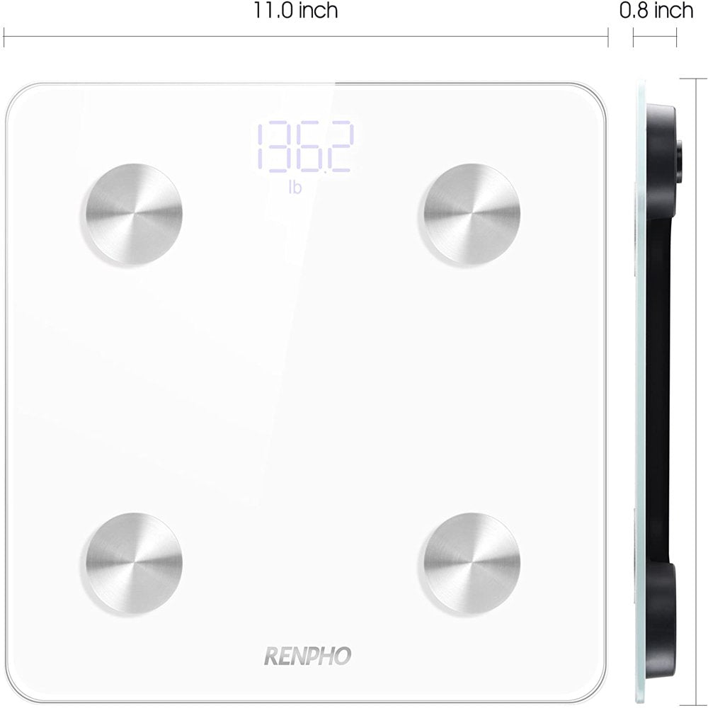RENPHO Digital Body Weight Scale, Body Composition Monitor Health Analyzer with Smartphone App, White