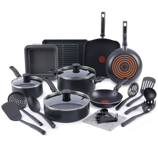 T-fal Kitchen Solutions 21-Piece Nonstick Cookware Set, Black