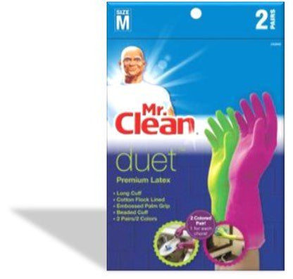 Mr. Clean Duet Reusable Gloves, Medium, Latex, 2 Ct