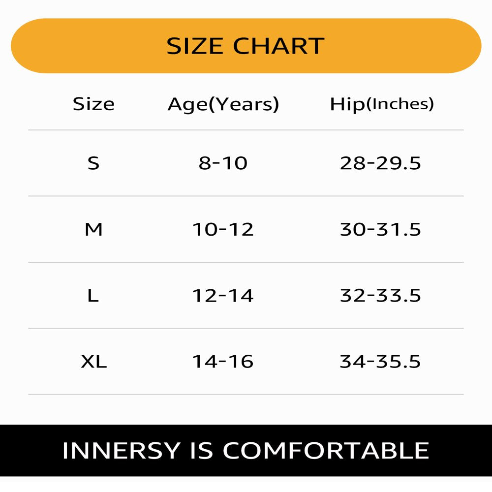 INNERSY Girls' Underwear Cotton Briefs Wide Waistband Panties for Teens 6 Pack (L(12-14 yrs), Basics)