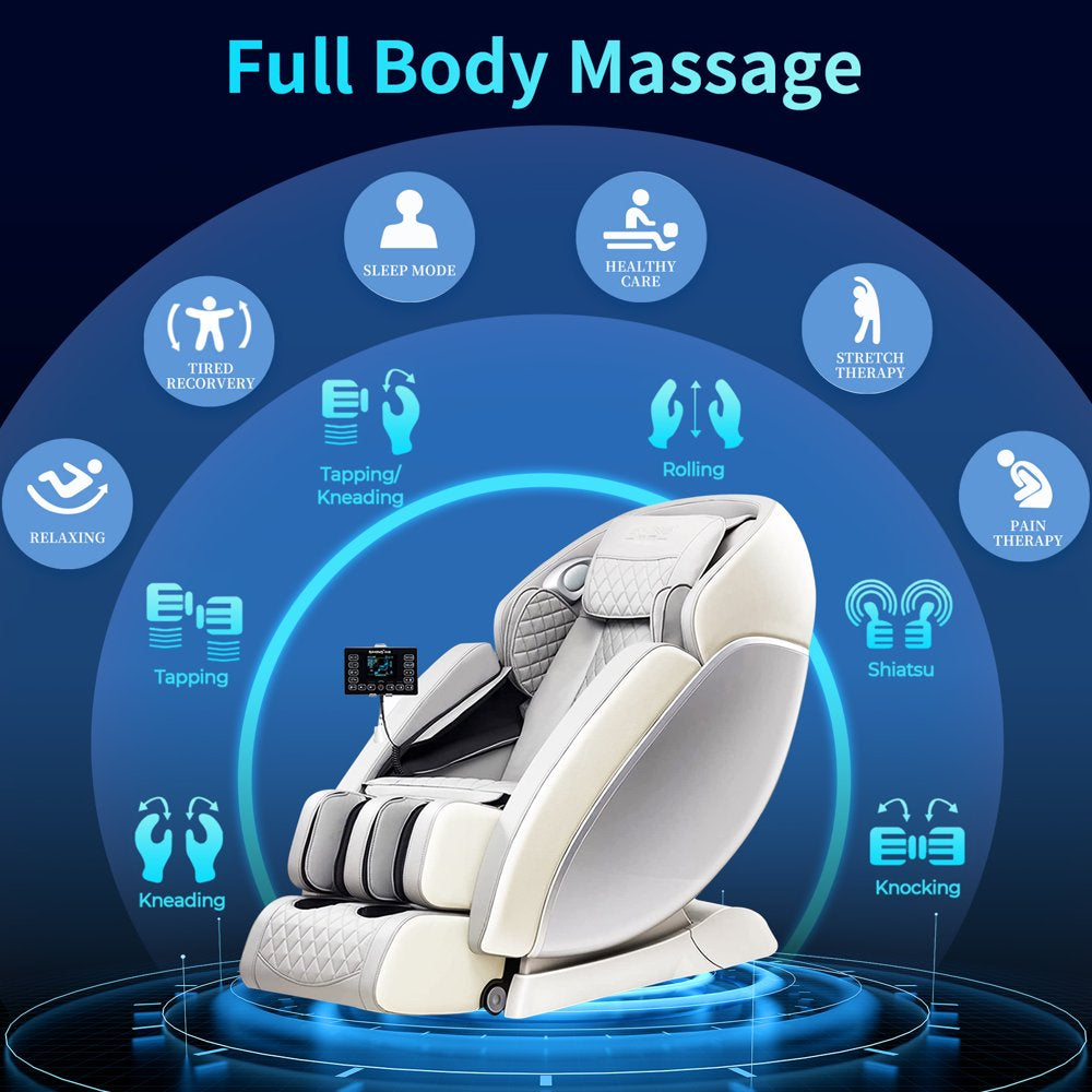 ZMZ 4D Massage Chair Full Body Relief Zero Gravity SL Track Thai Shiatsu Stretching with Body Scan, Back & Calf Heating, No installation required