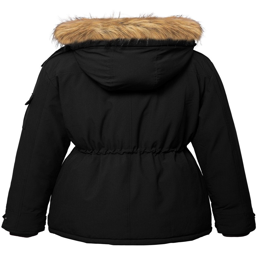 Wantdo Women's Plus Size Puffer Coat Waterproof Winter Jacket Warm Parka Jacket Black 3X