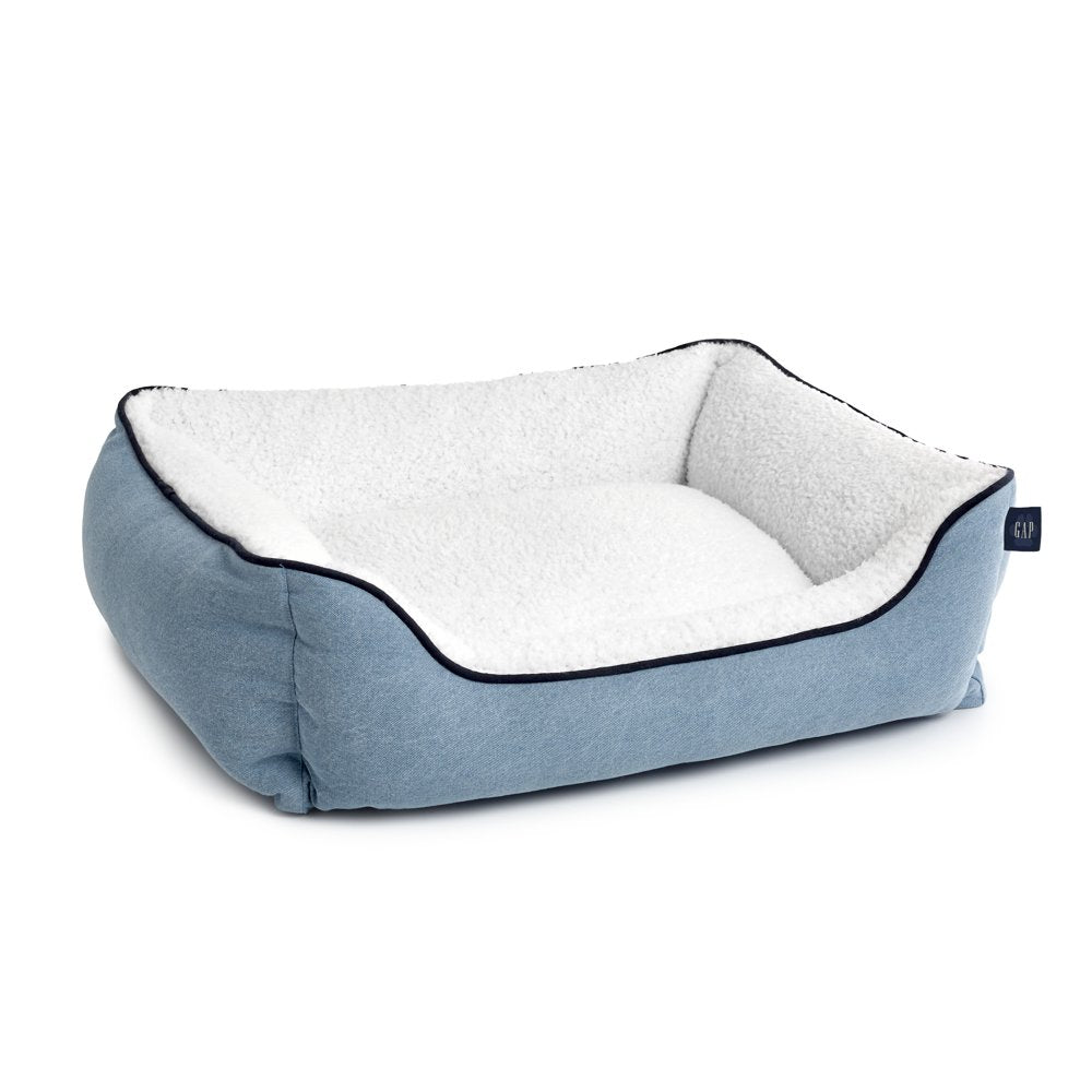 Gap Washed Denim Cuddler Pet Bed, Organic Cotton Cover with Polyester Sherpa Inner