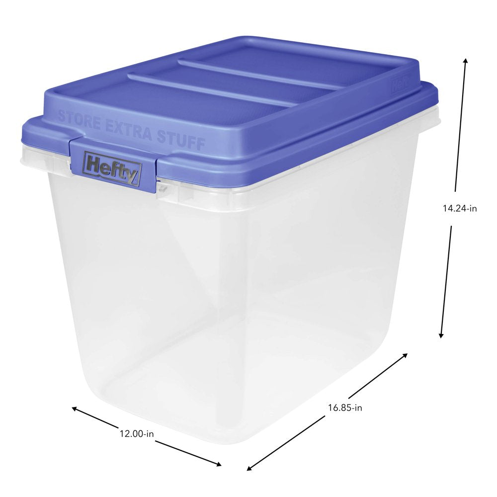 Hefty 32 Qt. Clear Storage Bin with Blue HI-RISE Lid