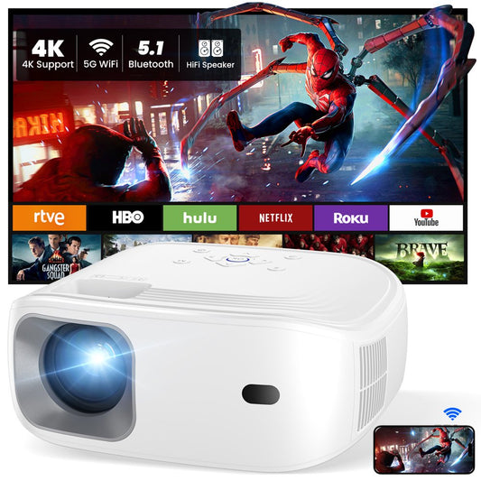 HONPOW 4K Support Portable Mini Projector with Wifi/Bluetooth/Speaker 11000Lumens Projectors for Outdoor Movies Home Theater