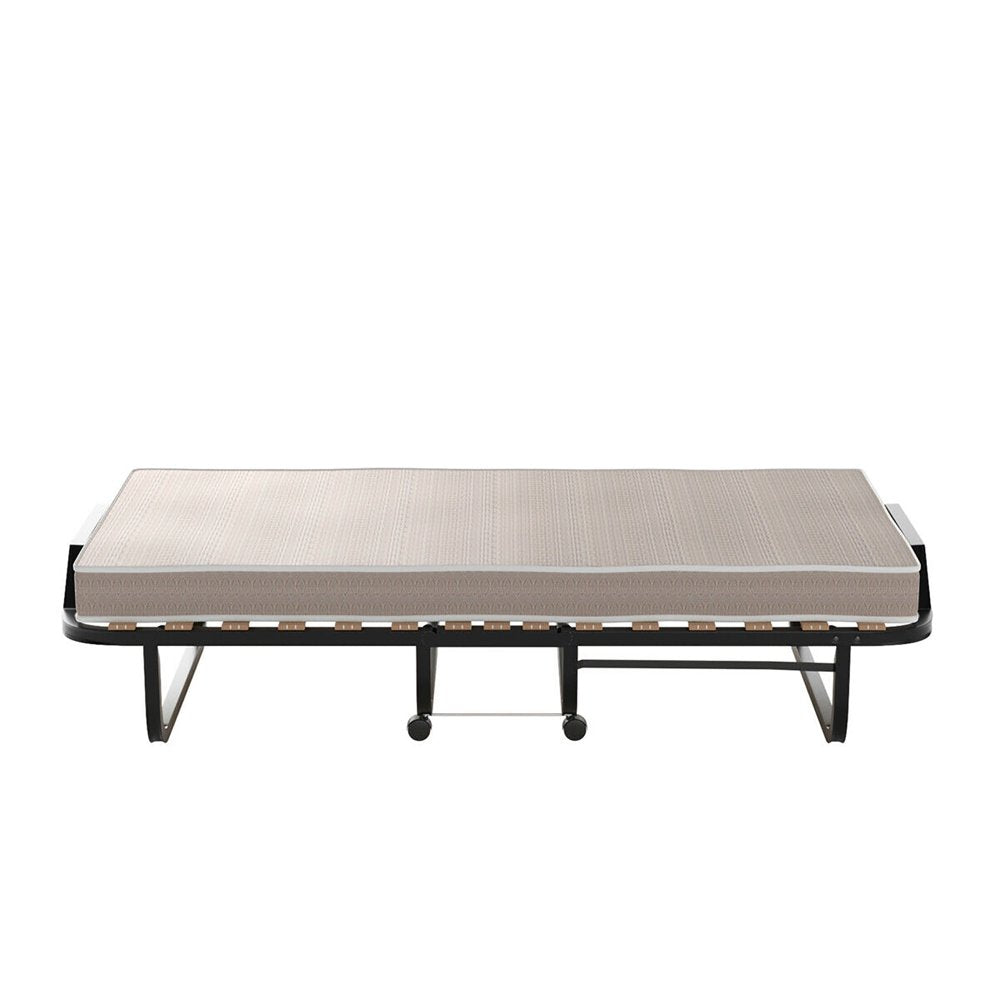 Gymax Folding Bed w/ Memory Foam Mattress Rollaway Metal Guest Bed Sleeper Made in Italy