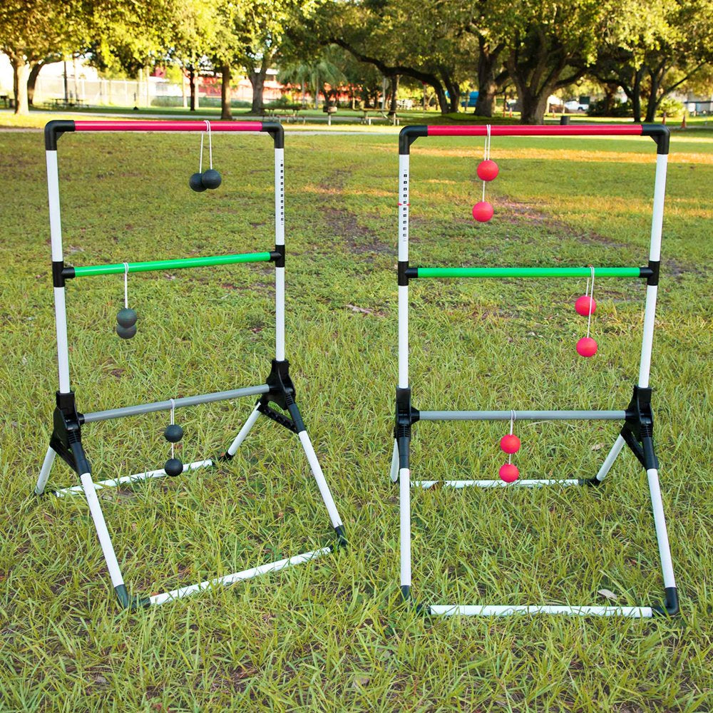  Foldable Ladder Toss Game, Red, Green and Black