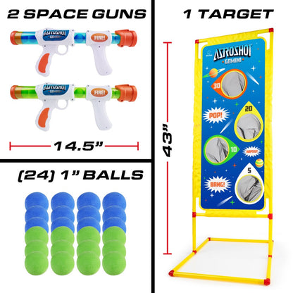 Astroshot Gemini - 2 Ball Popper Blasters Toy with 24 Soft Foam Balls and Standing Target(Unisex)