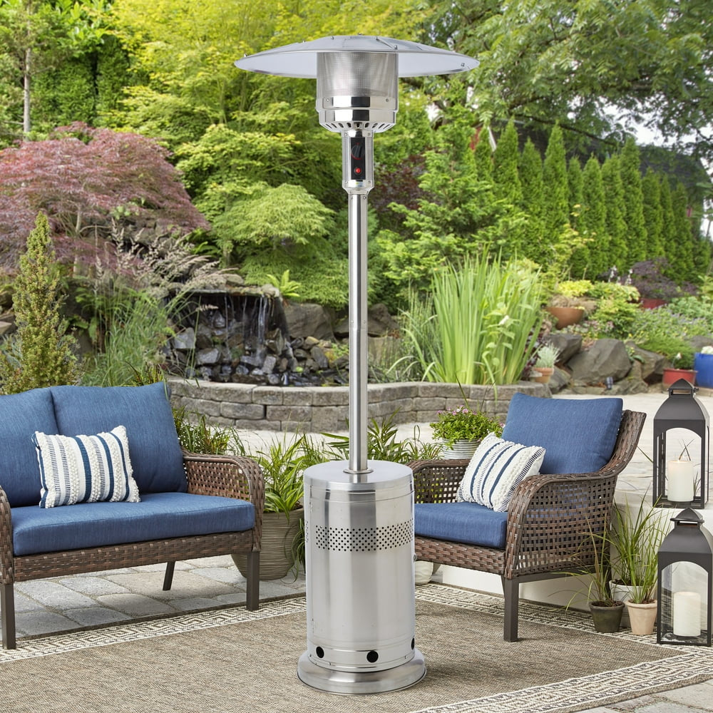 Mainstays 48,000 BTU Propane Gas Outdoor Freestanding Patio Heater, Stainless Steel, MSF328059664030.