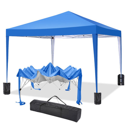 10'X10' EZ Pop up Canopy Tent Outdoor Party Instant Shelter Portable Folding Beach Canopy with 4 Sandbag & Carrying Bag, Black