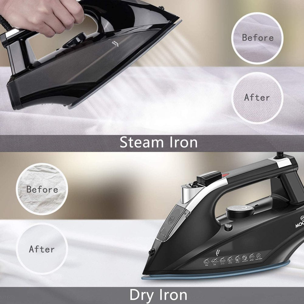 Moosoo Steam Iron 1800W Dry Iron Lightweight Anti-Drip Iron with Auto-Off, ST1800