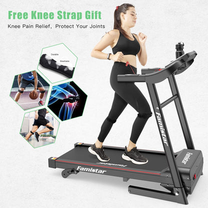 Holiday Clearance Folding Incline Treadmill for Home with Smart LCD Display, 220Lbs, 12 Programs 3 Modes, MP3 Music Speaker, 2.5HP Electric Foldable Treadmill Running Machine, Knee Strap Gift