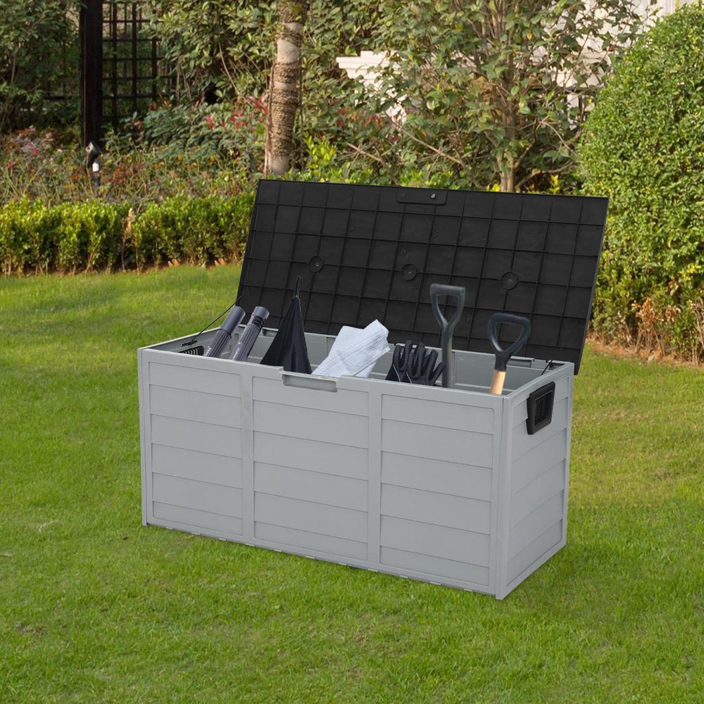 Ktaxon 75gal Outdoor Garden Resin Storage Deck Box Tools Black