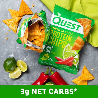 Quest Nutrition, Tortilla Style Protein Chips, Low Carb, High Protein, Chili Lime, 1.1 oz