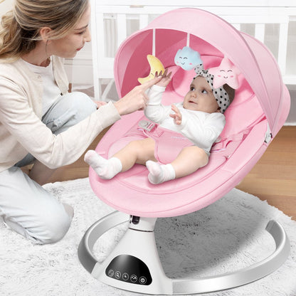 HARPPA Electric Baby Swing, Bluetooth Speaker, Remote Control, Pink