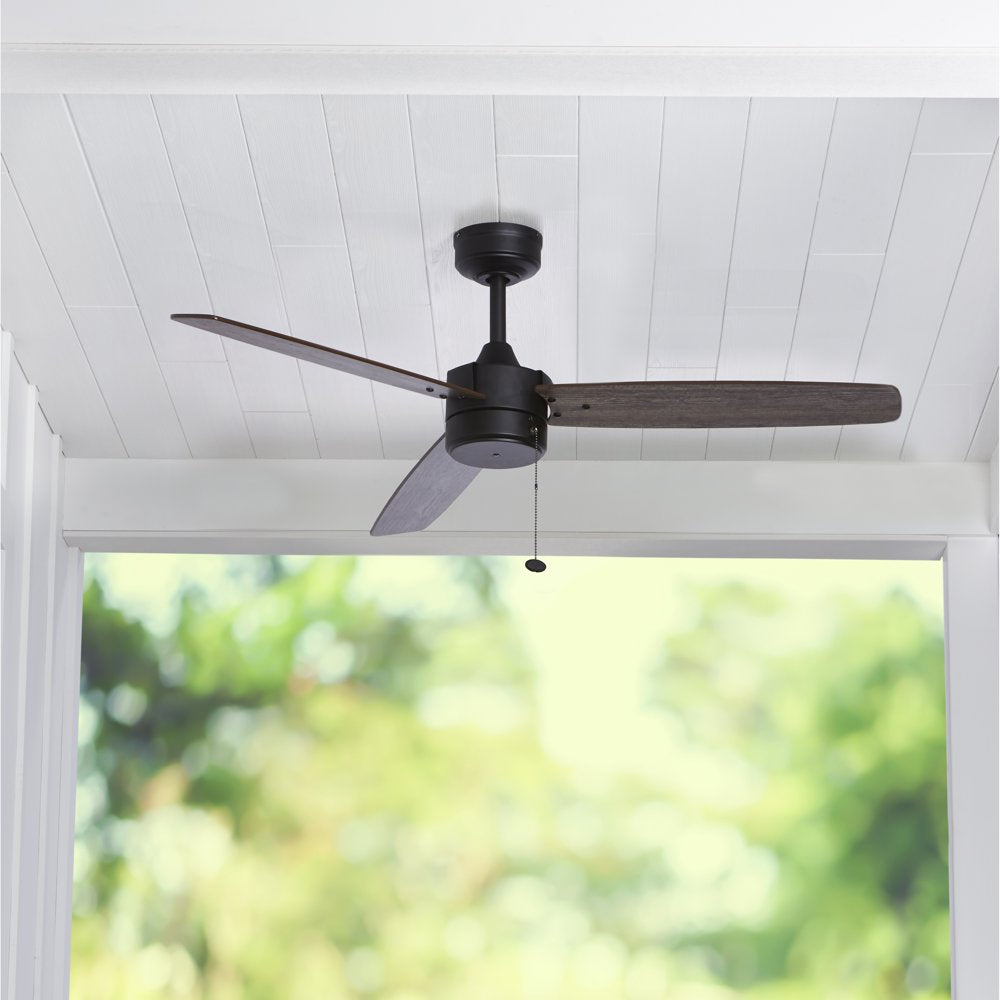 Better Homes & Gardens 52” Matte Black Indoor/Outdoor 3 Blade Ceiling Fan