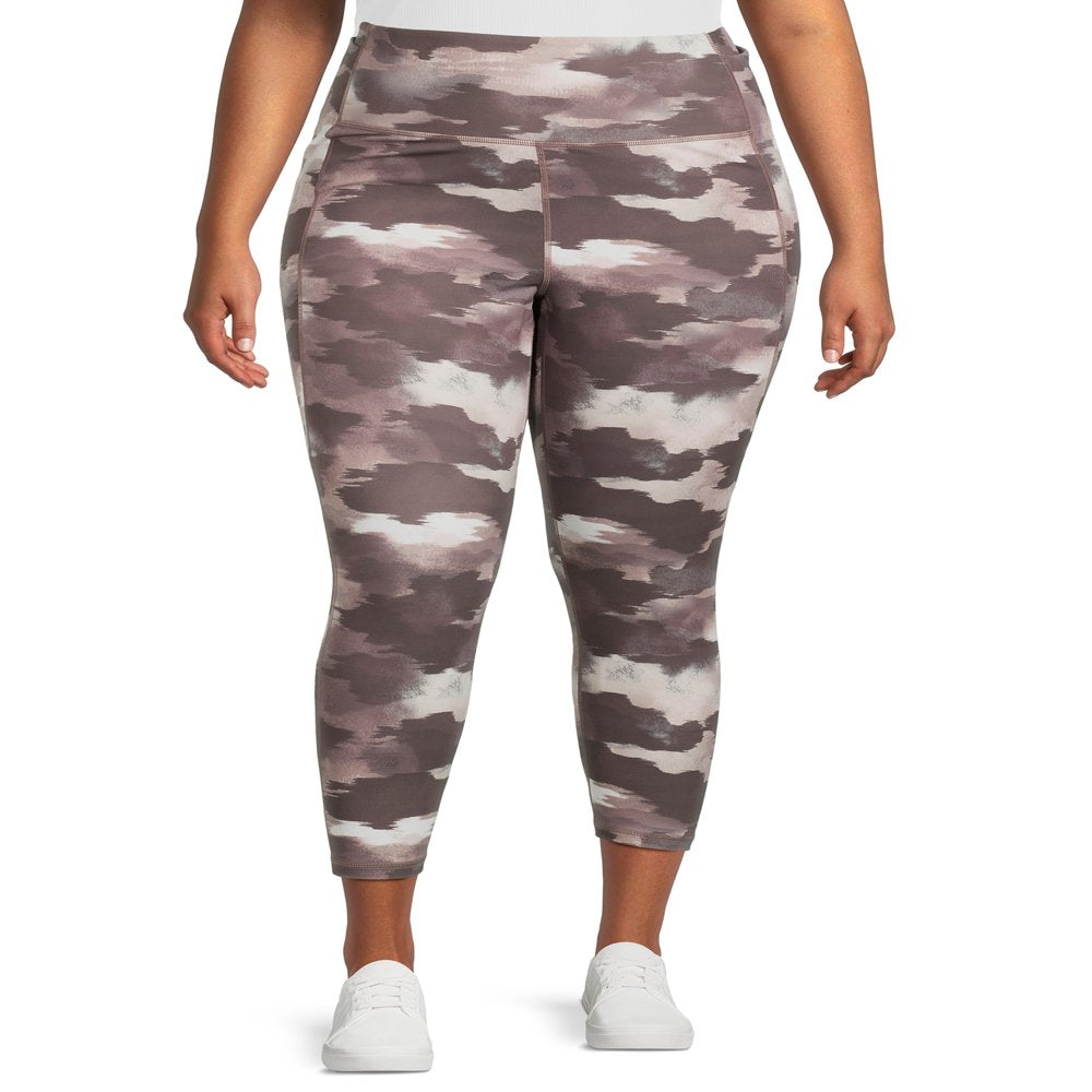 Reebok Women's Plus Size Getaway Printed 7/8 High Rise Leggings with Side Pockets, Sizes 1X-4X