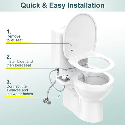 Ultra-Slim Bidet Attachment for Toilet with Dual Nozzle,Self Cleaning Fresh Water Sprayer Bidets Toilet Seat for Feminine and Posterior Wash