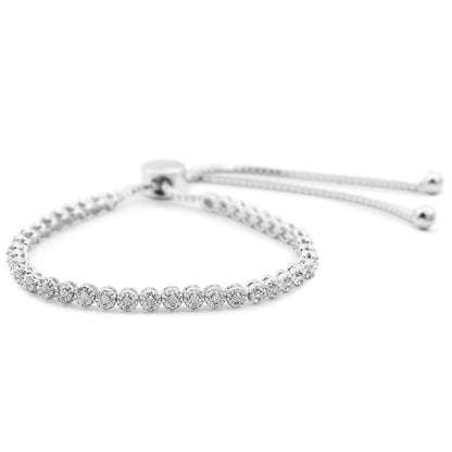  1 Carat Natural Diamond Adjustable Bolo Slide Tennis Bracelet for Women