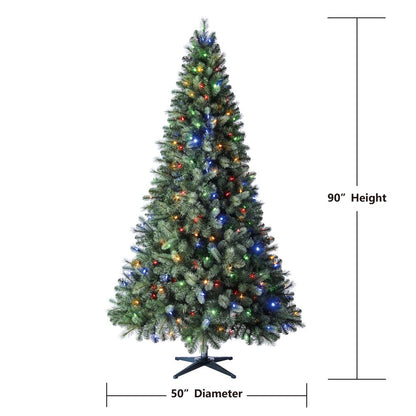 Evergreen Classics Pre-Lit 7.5' Benton Pine Artificial Christmas Tree, Color-Changing LED Lights