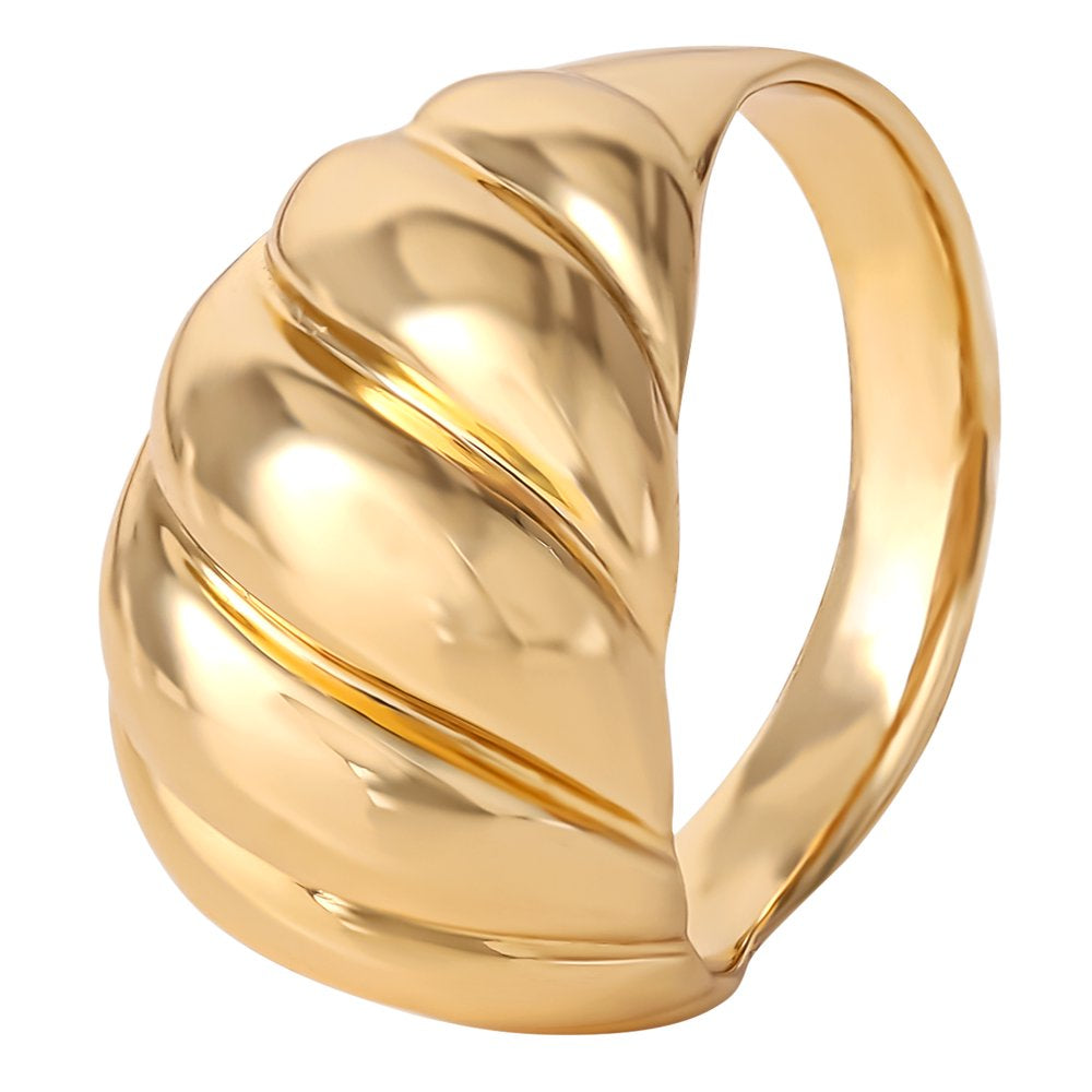 Women’s Gold Plated Sterling Silver Ribbed Dome Ring