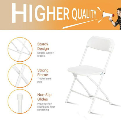 Ktaxon 10 Pack Commercial Plastic Folding Chairs Stackable Wedding Party Chairs for Adults, White