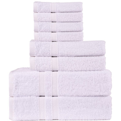 Living Fashions 8 Pack Towel Set - 2 Bathroom Towels, 2 Hand Towels, 4 Wash Cloths Bathroom Set - Plush & Absorbent 100% Ring Spun Cotton Bath Sets - Bath Towels, Hand Towels, Washcloths Bathroom Sets