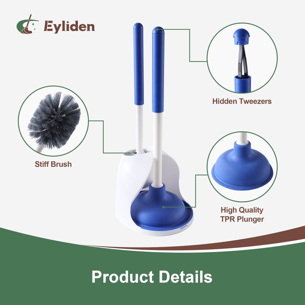 Eyliden Toilet Brush and Plunger Set for Toilet Cleaning, Blue