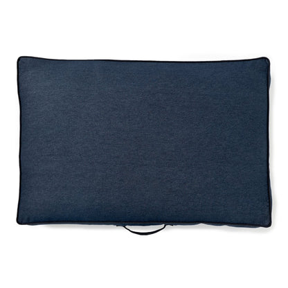 Gap Small Denim Logo Flat Dog Bed, Organic Cotton Cover with Zipper Closure, Dark Blue