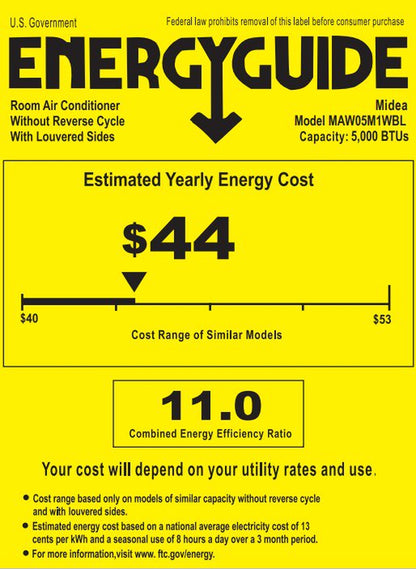 Midea 5,000 BTU 115V Mechanical Window Air Conditioner, Black, MAW05M1WBL