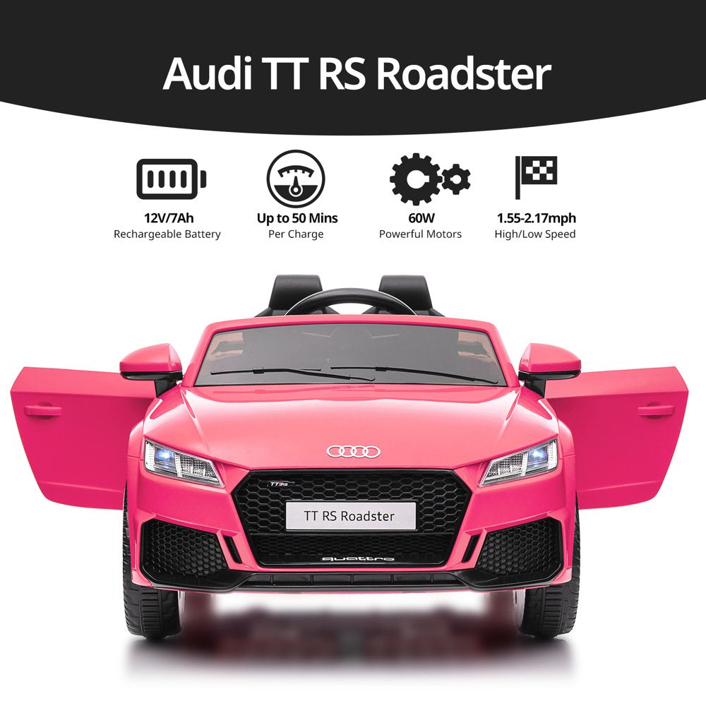 Hikiddo Electric Ride on Car for Kids, Licensed Audi 12V Powered Ride-on Toy with Remote - Pink