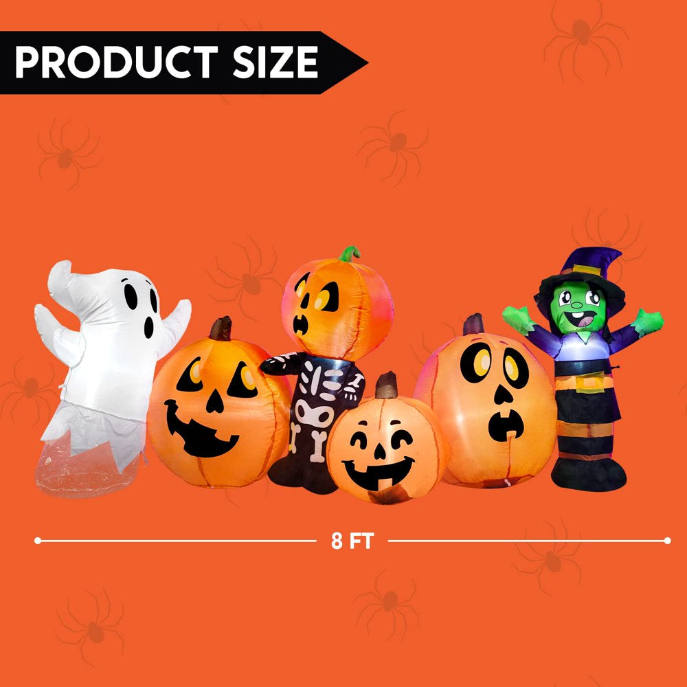 8 ft Long Three Halloween Characters and Pumpkin Patch Halloween Inflatable Yard Decoration