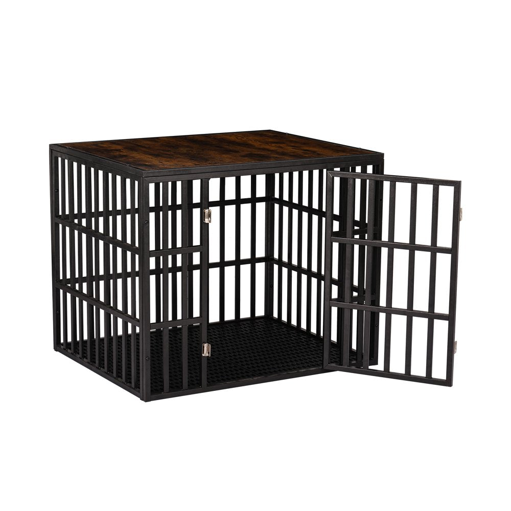 Pefilos 38" Heavy Duty Dog Crate for Large and Medium Dogs, Decorative Dog House with Cover Metal Dog Fence Cage Kennel Indoor, Black