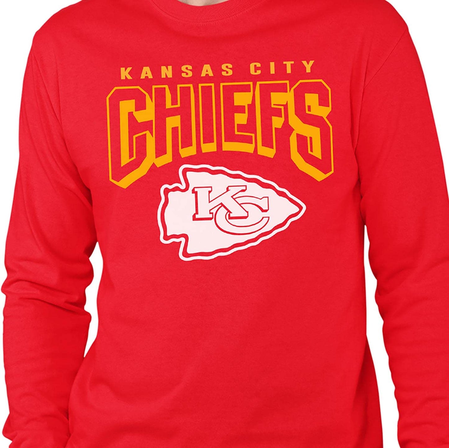 Junk Food Clothing x NFL - Kansas City Chiefs - Bold Logo - Unisex Adult Long Sleeve T-Shirt for Men and Women - Size Small