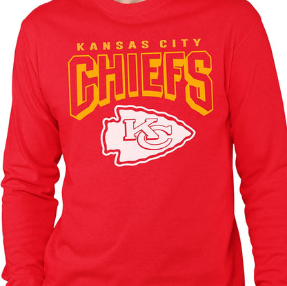 Junk Food Clothing x NFL - Kansas City Chiefs - Bold Logo - Unisex Adult Long Sleeve T-Shirt for Men and Women - Size Small