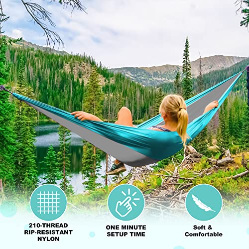 SZHLUX Camping Hammock Double & Single Portable Hammocks with 2 Tree Straps and Attached Carry Bag,Great for Outdoor,Indoor,Beach,Camping