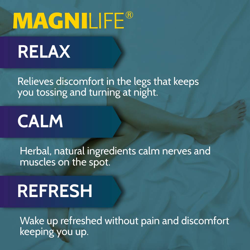 MagniLife Relaxing Leg Cream PM, Deep Penetrating Topical for Pain and Restless Leg Syndrome Relief, Naturally Soothe Cramping, Discomfort, and Tossing with Lavender and Magnesium - 4oz