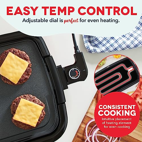 DASH Deluxe Everyday Electric Griddle with Dishwasher Safe Removable Nonstick Cooking Plate for Pancakes, Burgers, Eggs and more, Includes Drip Tray + Recipe Book, 20” x 10.5”, 1500-Watt - Aqua