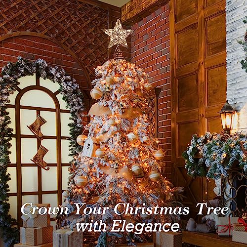 Roylvan Christmas Star Tree Topper with 8 Lighting Modes, USB Christmas Star Treetop with Timer Decorative Light with Silver Strip, 20 LED Light Xmas Tree Top Decor for Home Indoor Outdoor, Black