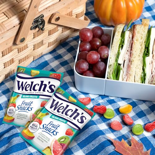 Welch's Fruit Snacks, Fruit Punch & Island Fruits Variety Pack, Gluten Free, Bulk Pack, Individual Single Serve Bags, 0.8 oz (Pack of 40)