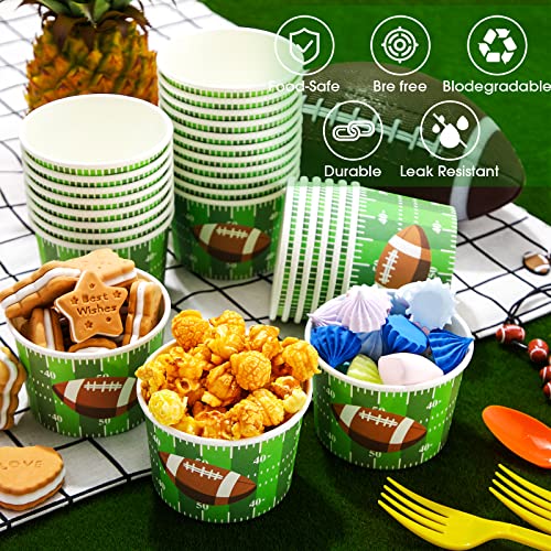 CHENGU Football Snack Bowl Paper Game Day Football Bowls Party Supplies Football Ball Serving Bowl Paper Cups Disposable Paper Bucket for Football Tailgate Dinner Sports Event(48 Pieces)