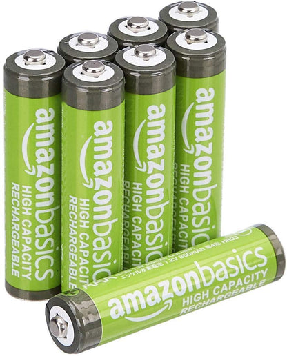 Amazon Basics AAA High-Capacity Ni-MH Rechargeable Batteries, Pre-Charged - 8-Pack & 8-Pack AA Rechargeable Batteries, 2000 mAh, Pre-Charged