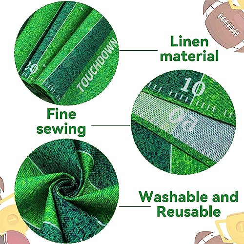 Football Kitchen Table Runner Decor with Tassels Football Tablecloth Grass Court Table Runner Touch Down Boy Sport Football Birthday Theme Party Table Cover Decoration 14 x 71