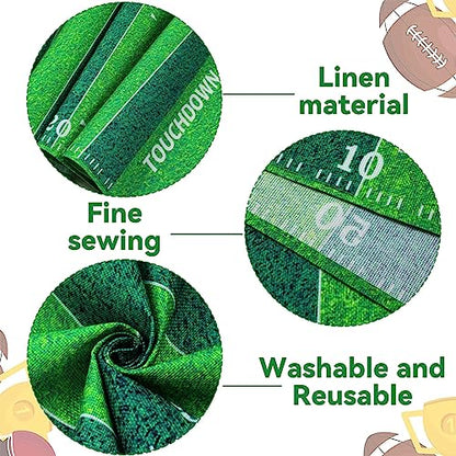 Football Kitchen Table Runner Decor with Tassels Football Tablecloth Grass Court Table Runner Touch Down Boy Sport Football Birthday Theme Party Table Cover Decoration 14 x 71