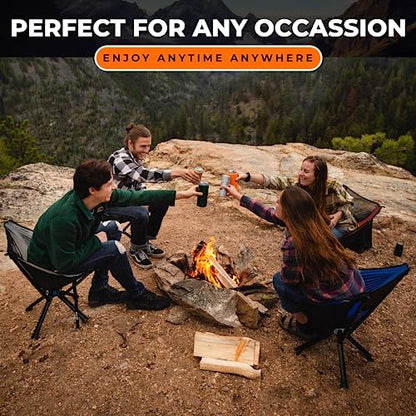 CLIQ Portable Chair Camping Chairs - A Small Collapsible Portable Chair That Goes Every Where Outdoors. Compact Folding Chair for Adults That Sets Up in 5 Seconds | Camping Chair Supports 300 Lbs