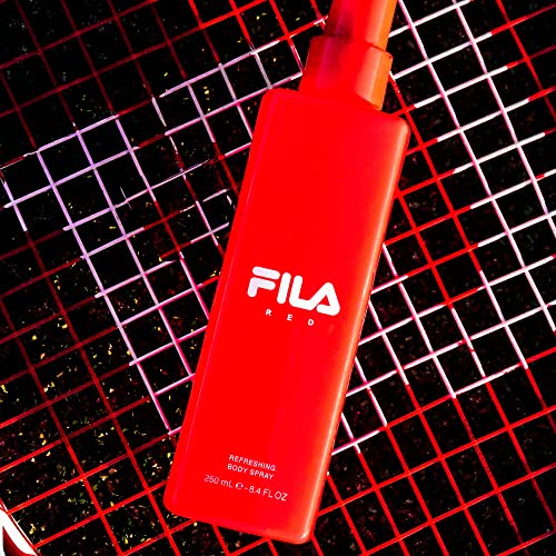 FILA RED for Men - Classic, Intense, Long Lasting Men's Fragrance For Day And Night Wear - Notes Of Bergamot, Lemon, Lime, Jasmin, And Sandalwood - Streamlined, Portable Bottle Design - 8.4 Oz