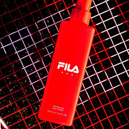 FILA RED for Men - Classic, Intense, Long Lasting Men's Fragrance For Day And Night Wear - Notes Of Bergamot, Lemon, Lime, Jasmin, And Sandalwood - Streamlined, Portable Bottle Design - 8.4 Oz