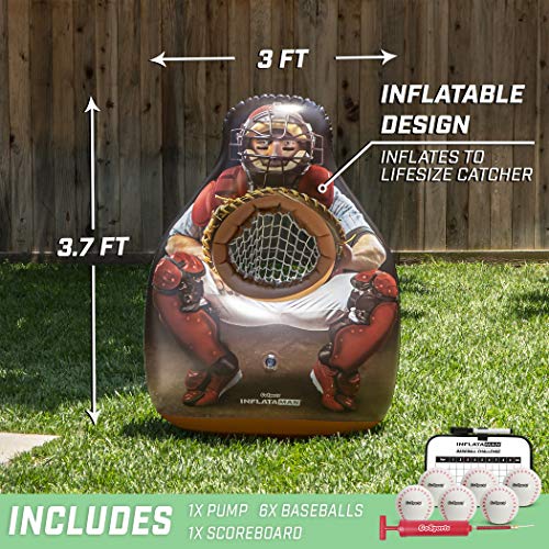 GoSports Inflataman Baseball Toss Challenge - Inflatable Catcher Strike Zone Pitching Game