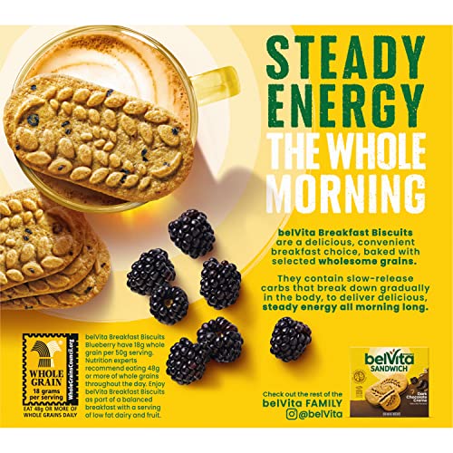 belVita Blueberry Breakfast Biscuits, 30 Total Packs, 6 Boxes (4 Biscuits Per Pack)